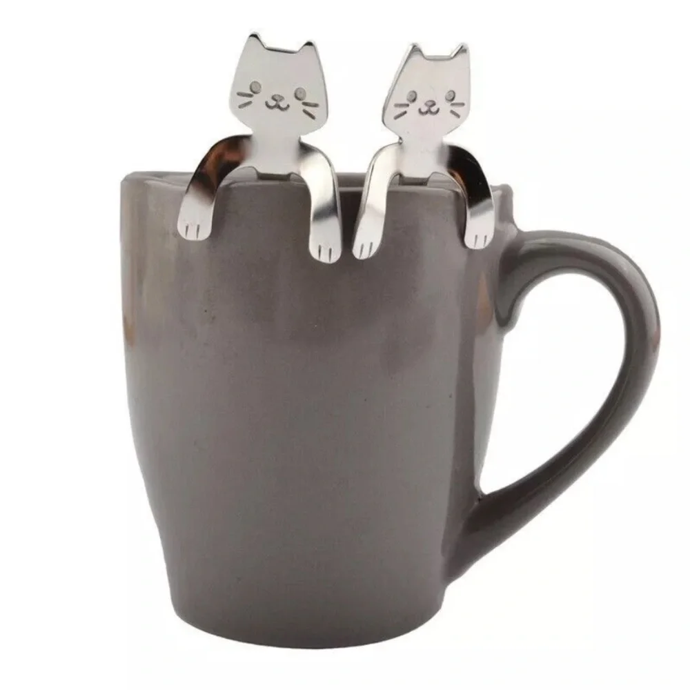 Silver Cat-Themed Coffee & Tea Spoons 3 pcs